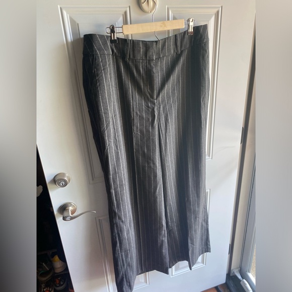 NWT Lane Bryant 16 Perfect Drape Wide Leg DarkGrey W Silver Pin Striping Hi Rise - Picture 10 of 12